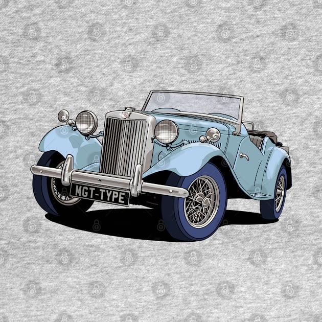 MG T-Type Classic British Sports Car in blue by Webazoot